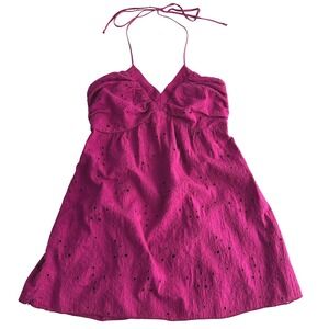 VTG DREAM Womens Pink Eyelet Halter Top Y2K Babydoll Fairycore Coquette Festival